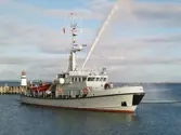 Navy vessel MHV 909 spraying water